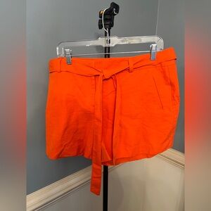 LOFT Vibrant Orange Women's Shorts 12 tie belt